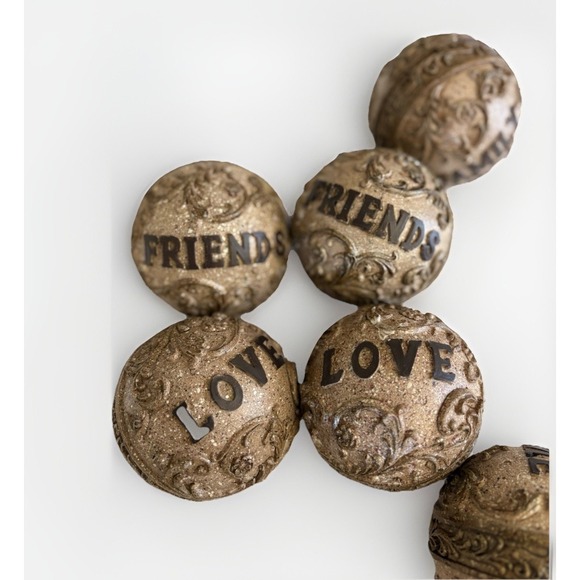 Wooden Carved Balls Farmhouse Decor Family Friends Home Love Country - Picture 3 of 16